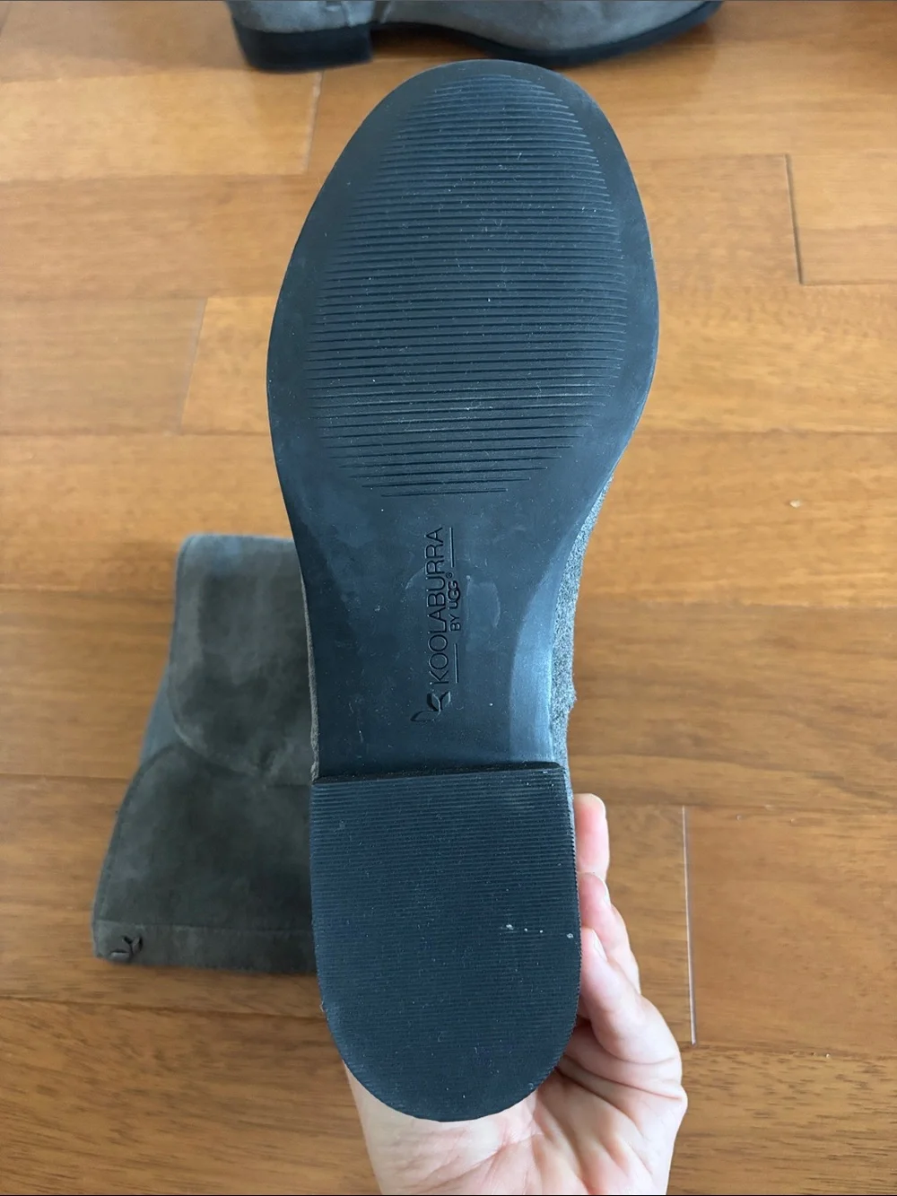 Koolaburra Gray Suede Low Heel Boots with Buckle